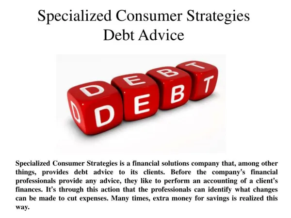 Specialized Consumer Strategies Debt Advice