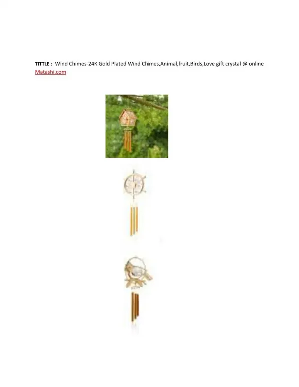 Wind Chimes-24K Gold Plated Wind Chimes,Animal,fruit,Birds,Love gift crystal @ online Matashi.com
