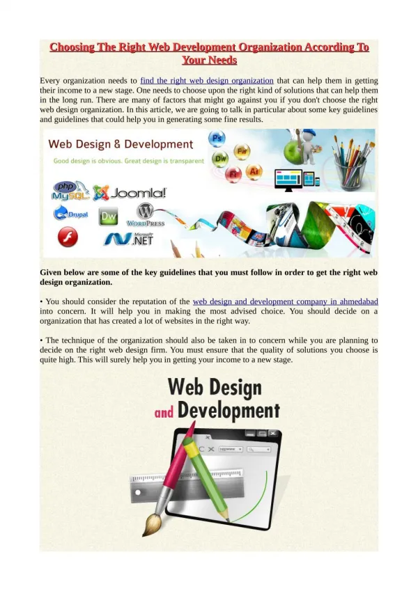 Choosing The Right Web Development Organization According To Your Needs