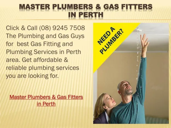 Master Plumbers & Gas Fitters in Perth