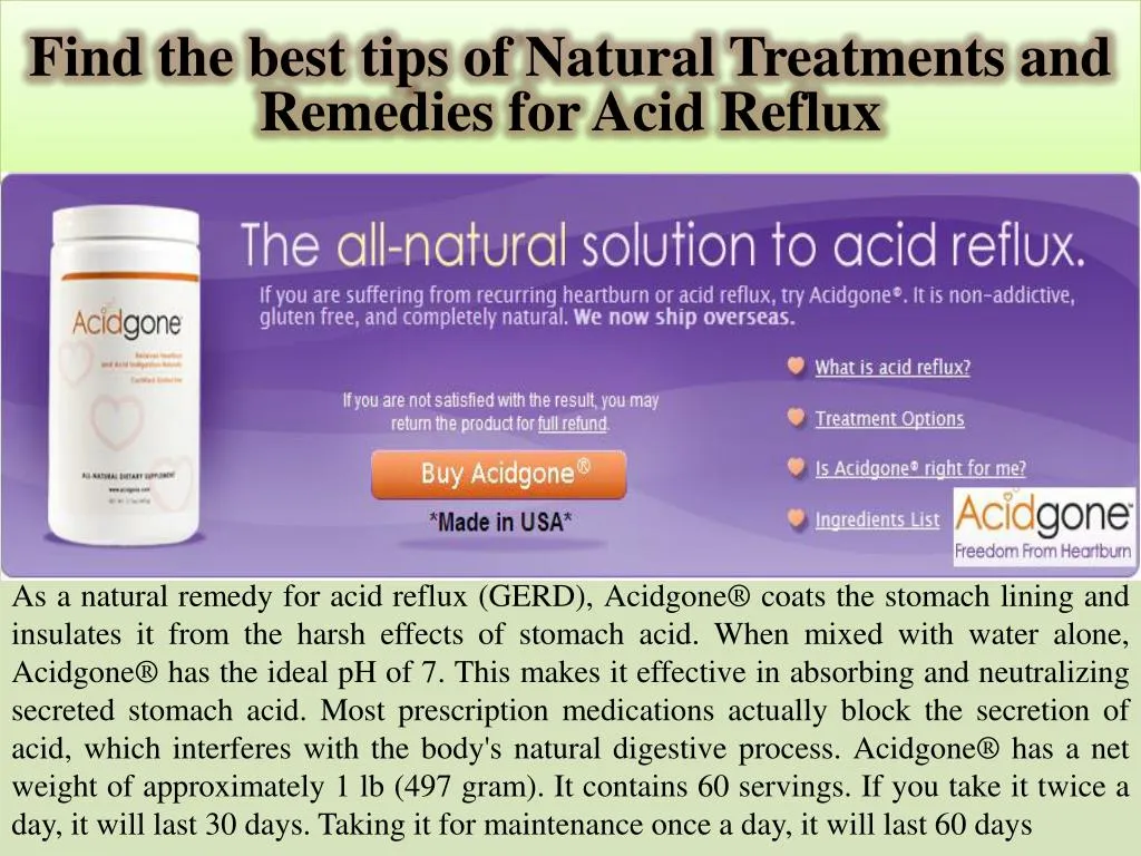 find the best tips of natural treatments and remedies for acid reflux