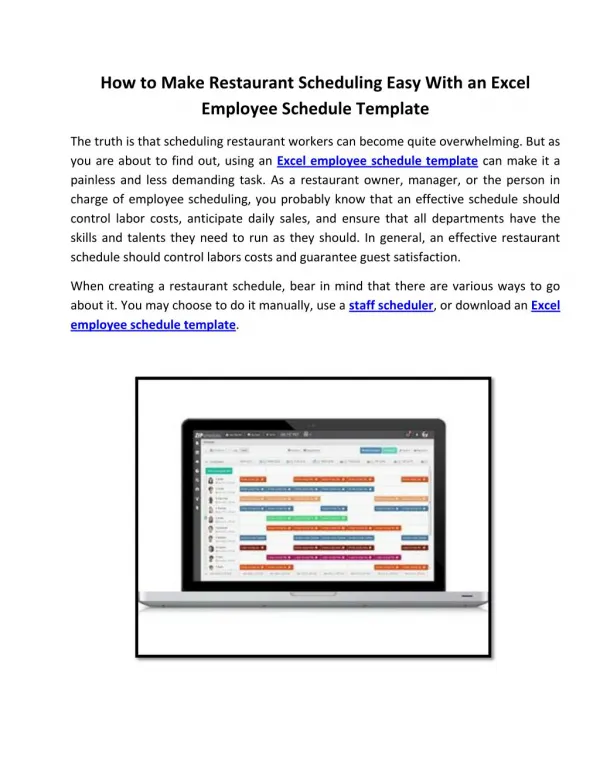 How to Make Restaurant Scheduling Easy With an Excel Employee Schedule Template