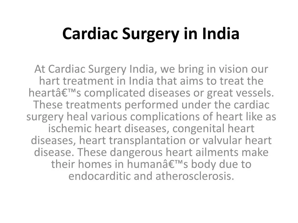 cardiac surgery in india