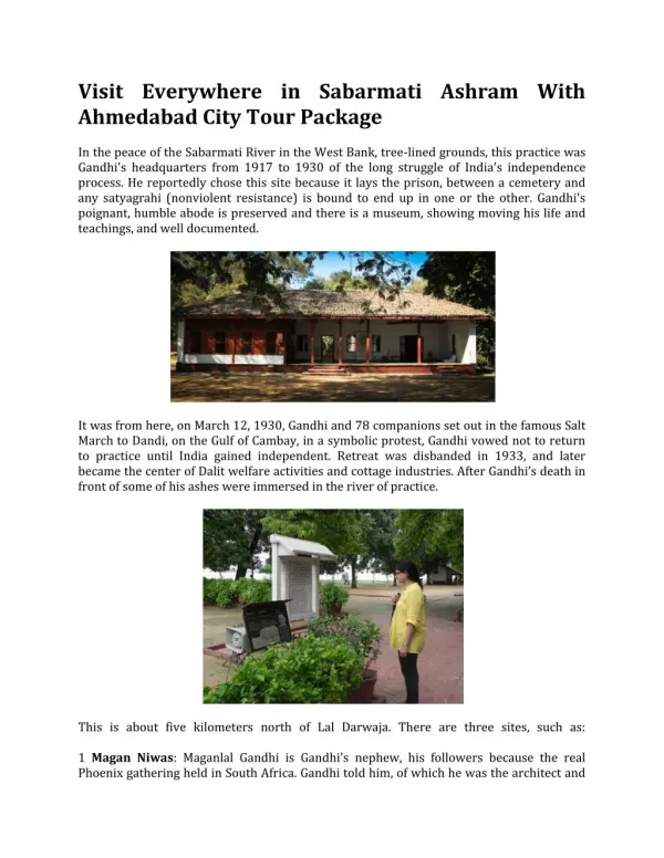Visit Everywhere in Sabarmati Ashram With Ahmedabad City Tour Package