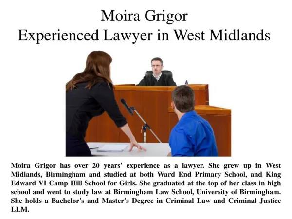 Moira Grigor-Experienced Lawyer in West Midlands