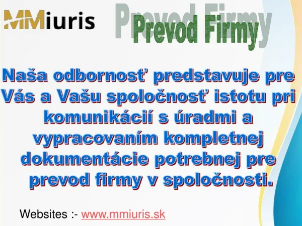 Jednoduchá prevod firmy s Mmiuris v Slovenská republika
