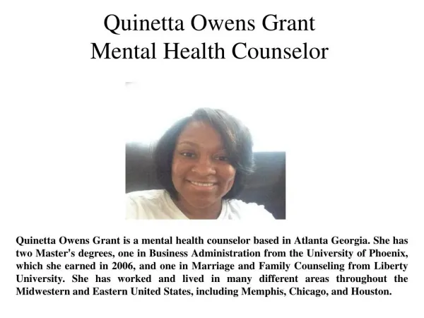 Quinetta Owens Grant-Mental Health Counselor