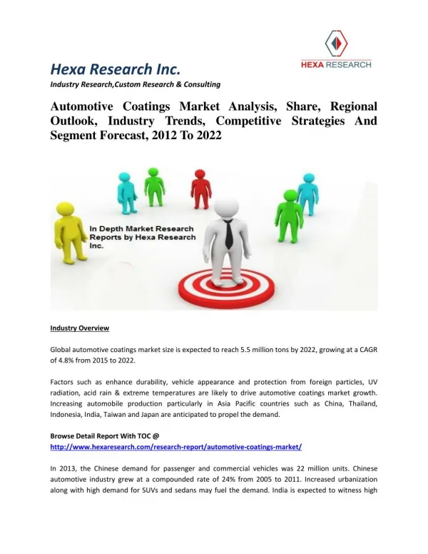 Automotive Coatings Market Analysis, Share, Regional Outlook, Industry Trends, Competitive Strategies And Segment Foreca