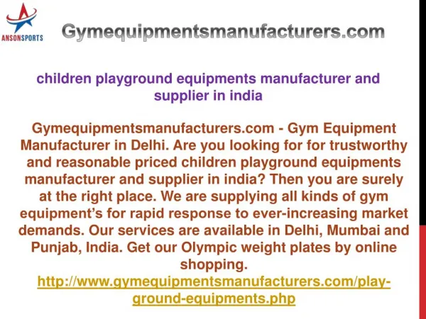 children playground equipments manufacturer and supplier in india
