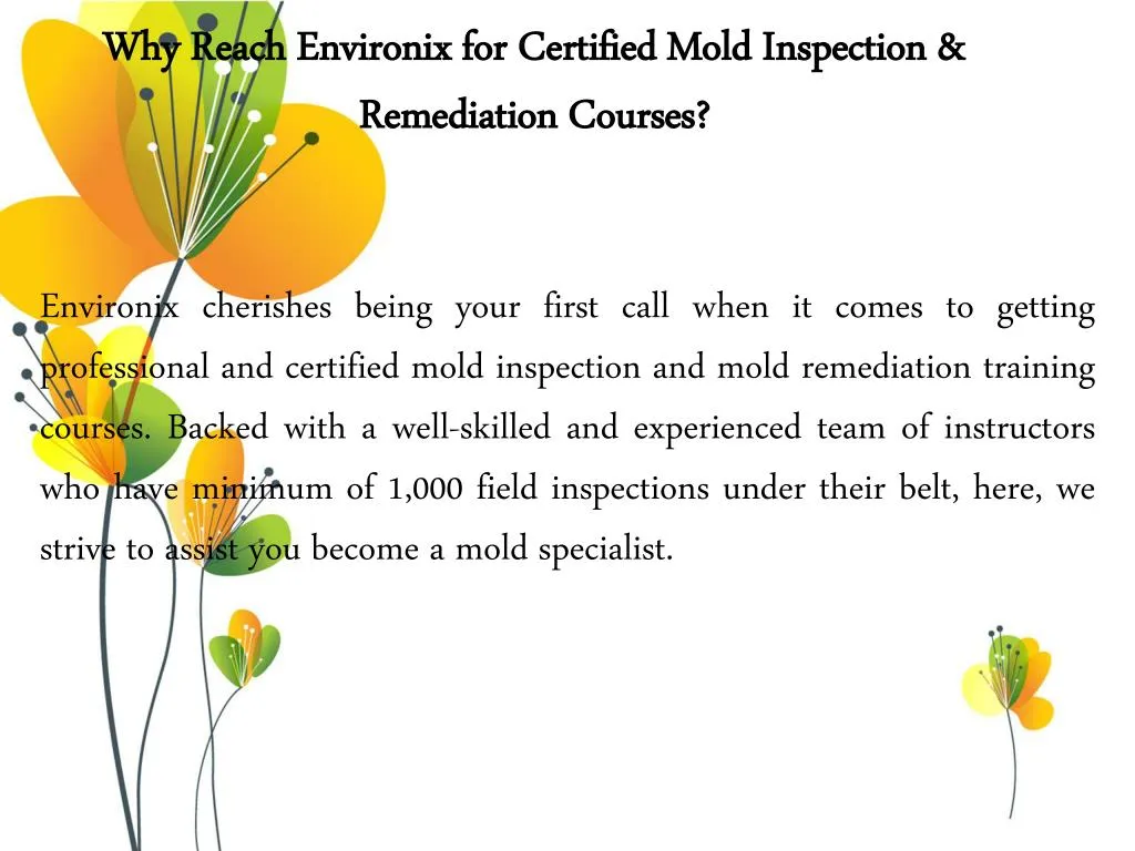 why reach environix for certified mold inspection remediation courses