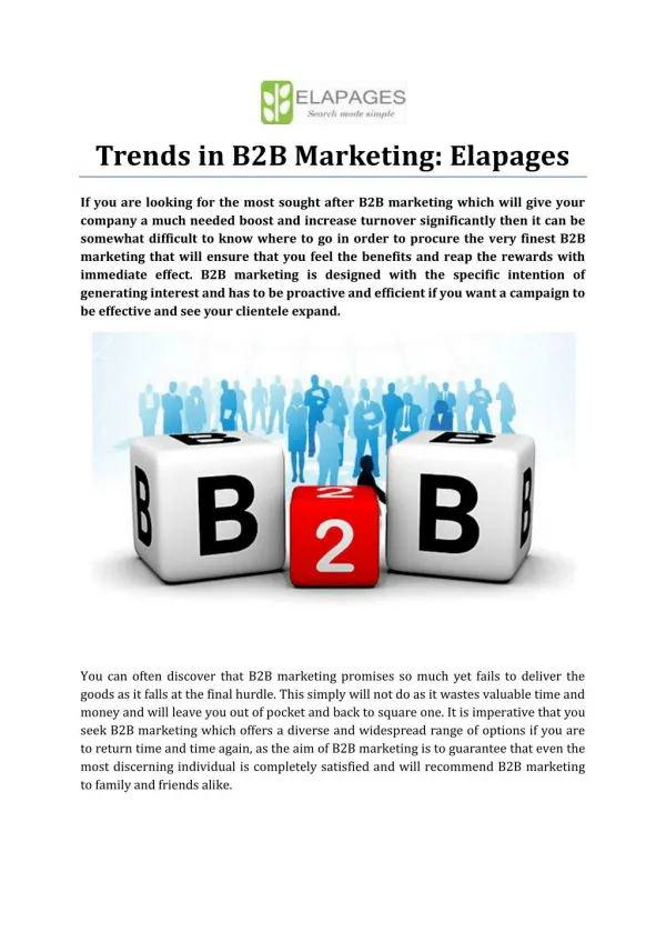 Trends in B2B Marketing: Elapages