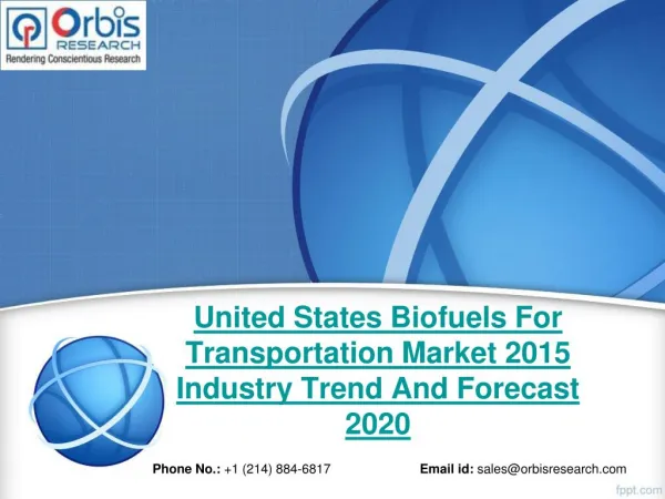 2015 United States Biofuels For Transportation Market Key Manufacturers Analysis