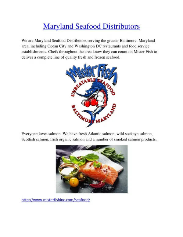 Maryland Seafood Distributors