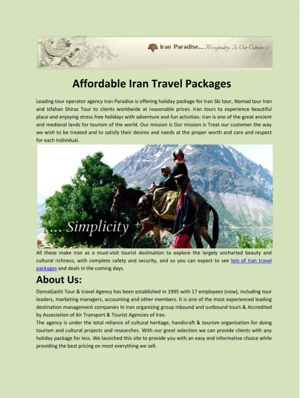 Affordable Iran Travel Packages