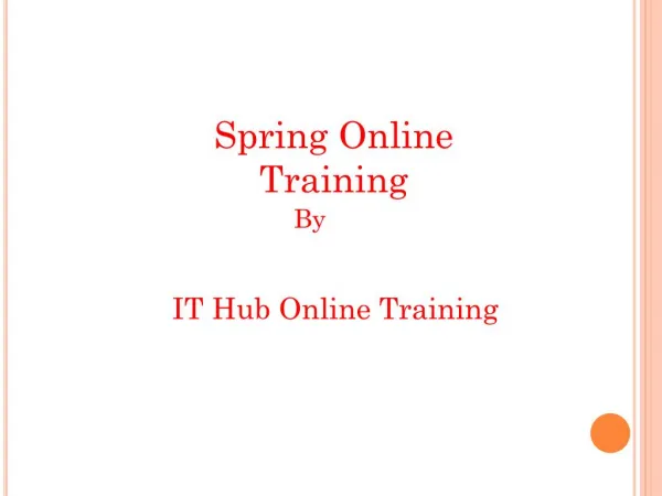 Better Spring Online Training | Spring Course Online