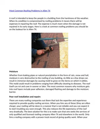 Most Common Roofing Problems in Allen TX
