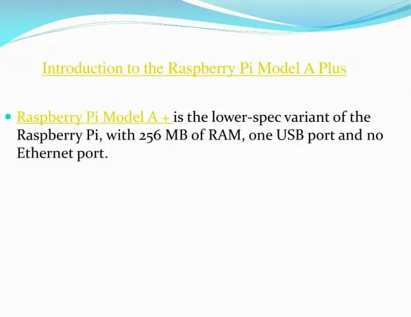 Raspberry Pi Model A Board India PPT