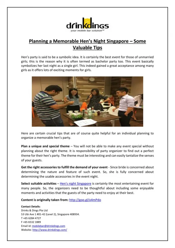 Planning a Memorable Hen’s Night Singapore – Some Valuable Tips 