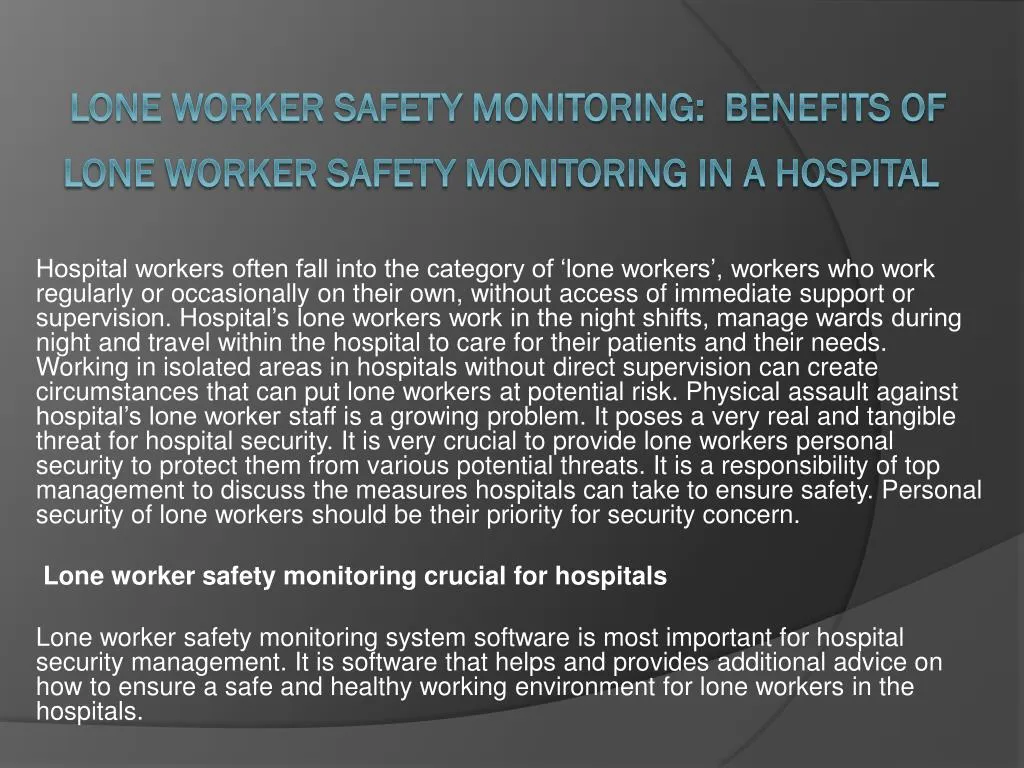 lone worker safety monitoring benefits of lone worker safety monitoring in a hospital