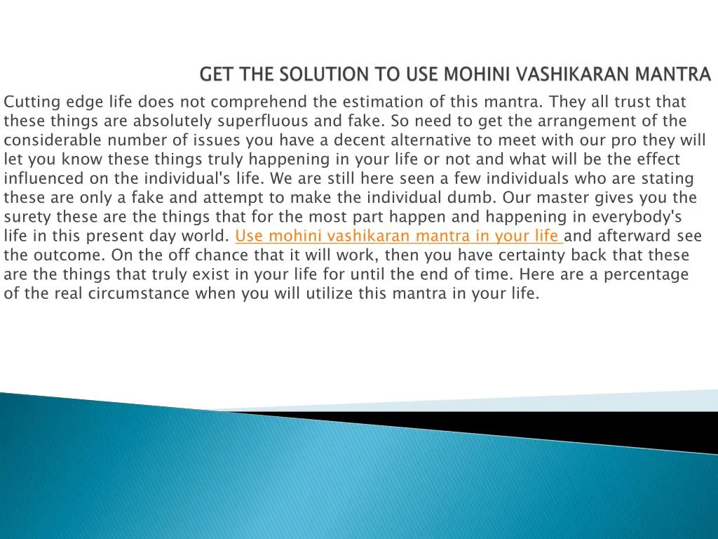 get the solution to use mohini vashikaran mantra