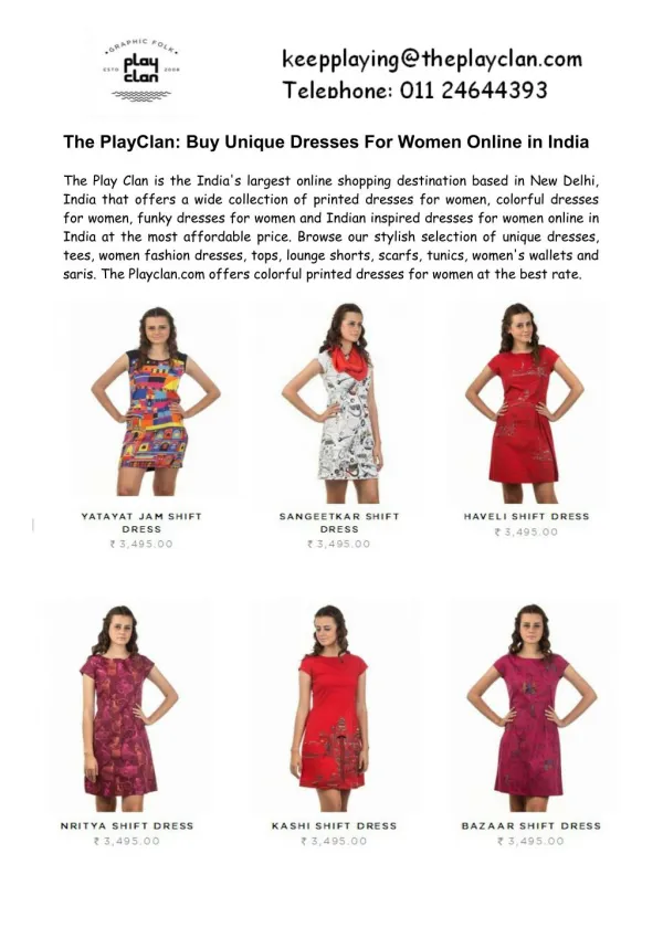 The PlayClan- Buy Unique Dresses For Women Online in India