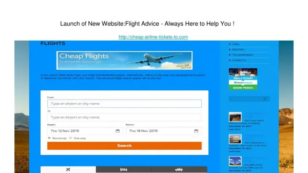 Launch of New Website: Flight Advice - Always Here to Help You !