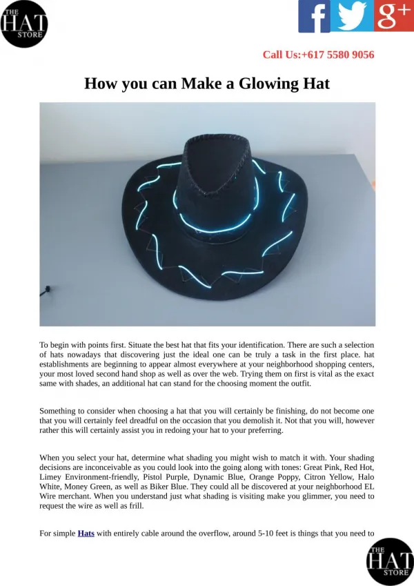 How you can Make a Glowing Hat