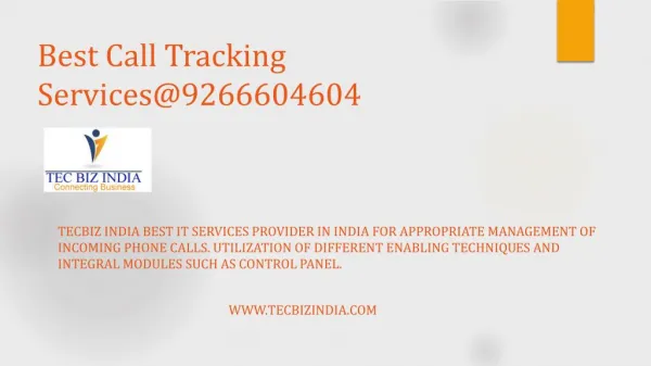 TecBiz India, Virtual Call Tracking Solutions, Virtual Communication Solutions