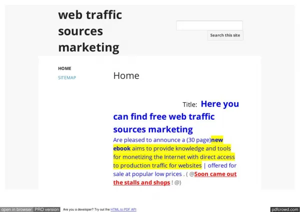Here you can find free web traffic sources marketing