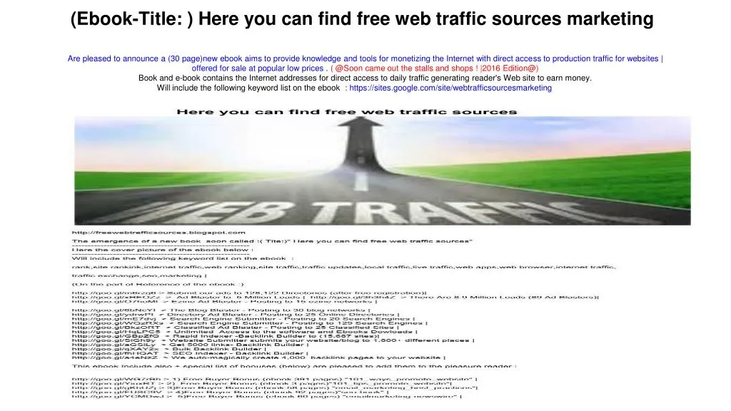 ebook title here you can find free web traffic sources marketing