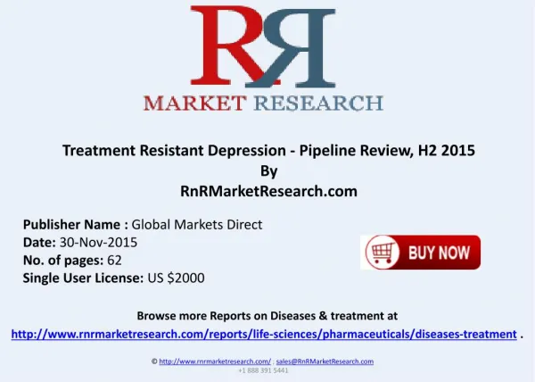 Treatment Resistant Depression Pipeline Review H2 2015