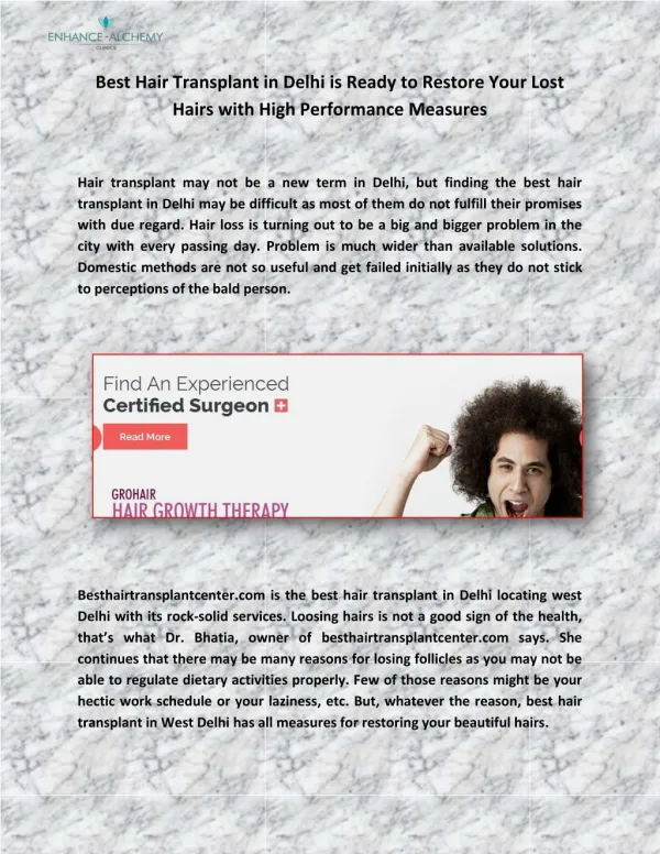 Best Hair Transplant in Delhi is Ready to Restore You