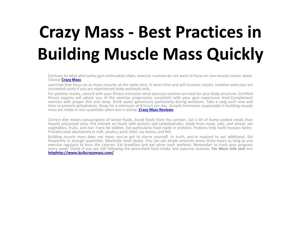 crazy mass best practices in building muscle mass quickly