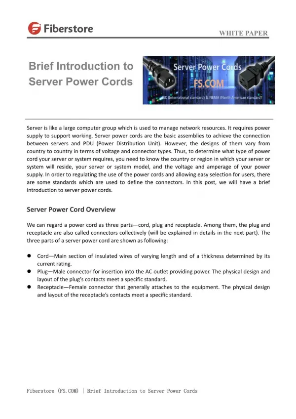 Brief introduction to server power cords