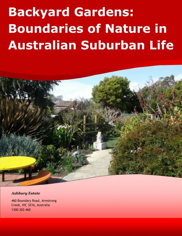 Backyard Gardens: Boundaries of Nature in Australian Suburban Life