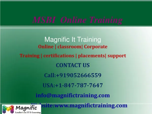 Microsoft Business Intelligence Online Training in USA