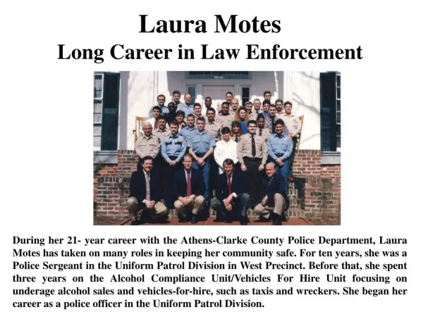 Laura Motes - Career in Law Enforcement
