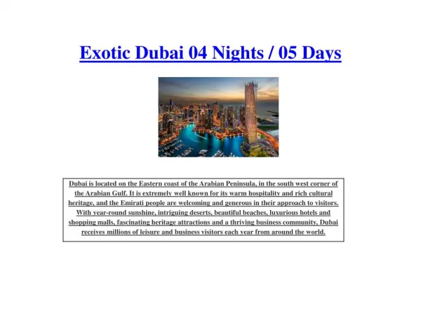 Exotic Dubai 04 Nights / 05 Days