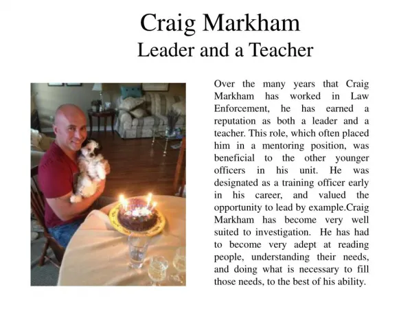 Craig Markham is a Leader and a Teacher