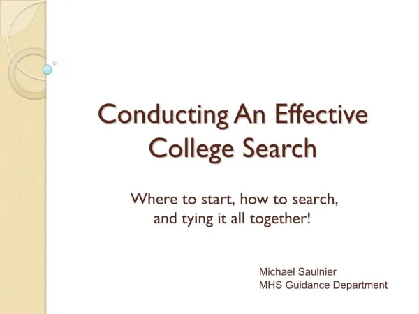 Conducting An Effective College Search