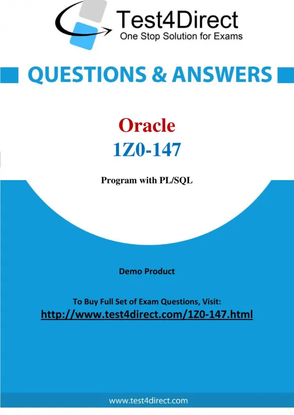 Oracle 1Z0-147 Exam - Updated Questions
