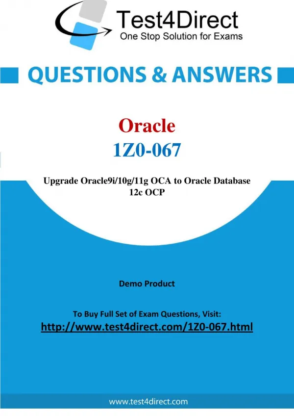 Oracle 1Z0-067 Database 12c Real Exam Questions