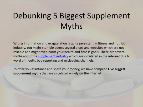 Debunking 5 Biggest Supplement myths