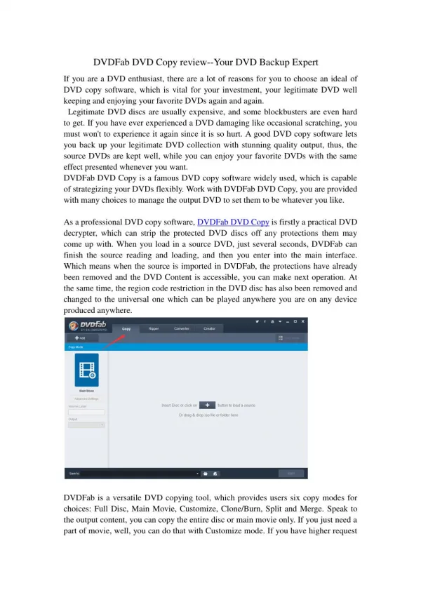 DVDFab DVD Copy review--Your DVD Backup Expert