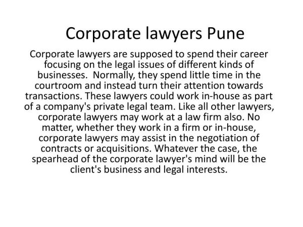 Corporate lawyers Pune