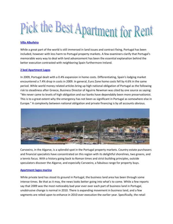Real estate Property to rent in Portugal for long term