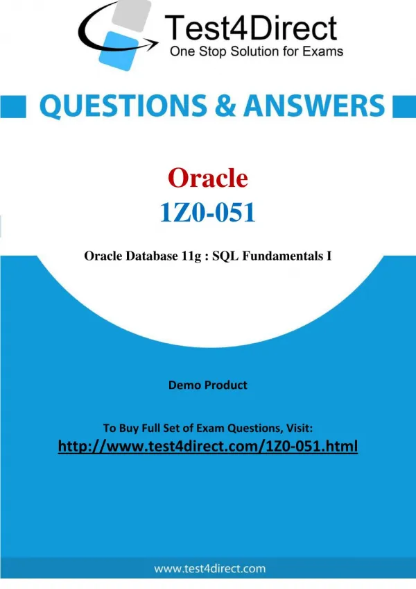 Oracle 1Z0-051 Exam Questions