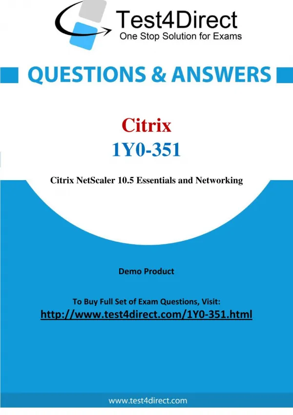 Citrix 1Y0-351 Test Questions