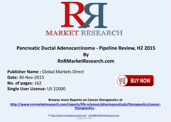 Pancreatic Ductal Adenocarcinoma Pipeline Review H2 2015