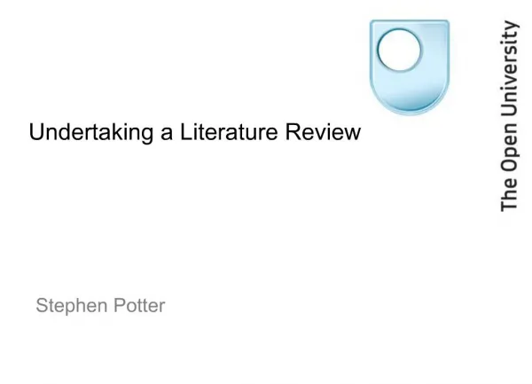Undertaking a Literature Review